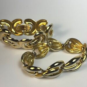 Vintage Gold Tone Link Bracelet Lot Chunky Statement Jewelry Retro